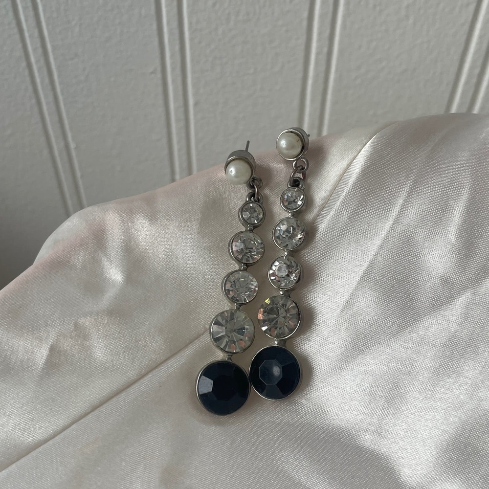 Dangle Drop Large Rhinestone Earrings - Picture 4 of 6